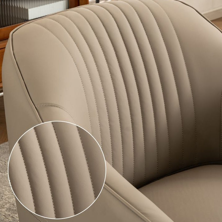 Contemporary Scandinavian Microfiber Leather Wood Sponge Square Streak Accent Chair Footrest For Living Room