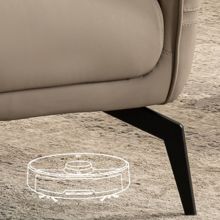 Contemporary Scandinavian Microfiber Leather Wood Sponge Square Streak Accent Chair Footrest For Living Room
