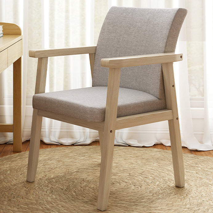 Chaise de bureau carrée contemporaine en bois de caoutchouc nordique avec tissu et éponge avec dossier et accoudoirs pour étude 