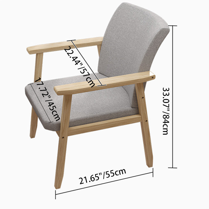 Chaise de bureau carrée contemporaine en bois de caoutchouc nordique avec tissu et éponge avec dossier et accoudoirs pour étude 
