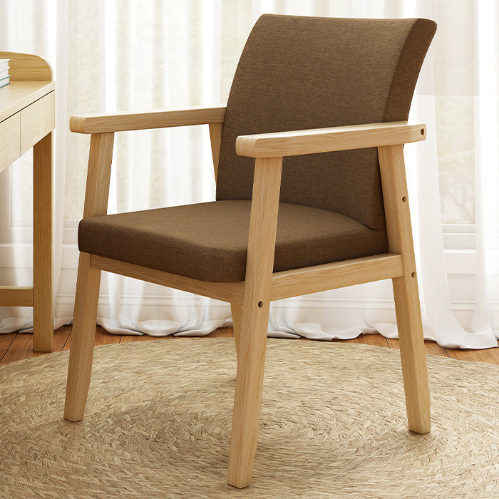 Chaise de bureau carrée contemporaine en bois de caoutchouc nordique avec tissu et éponge avec dossier et accoudoirs pour étude 