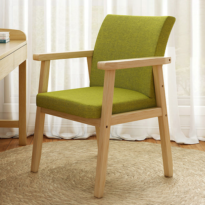 Chaise de bureau carrée contemporaine en bois de caoutchouc nordique avec tissu et éponge avec dossier et accoudoirs pour étude 
