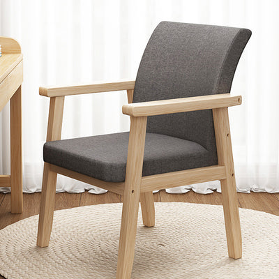 Contemporary Nordic Rubber Wood Fabric Sponge Square Desk Chair Backrest Armrest For Study