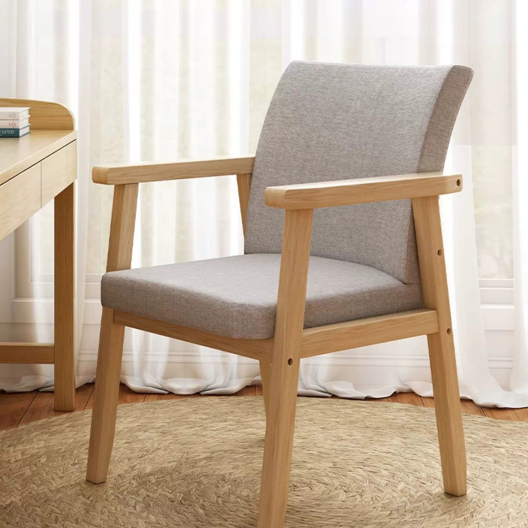 Chaise de bureau carrée contemporaine en bois de caoutchouc nordique avec tissu et éponge avec dossier et accoudoirs pour étude 