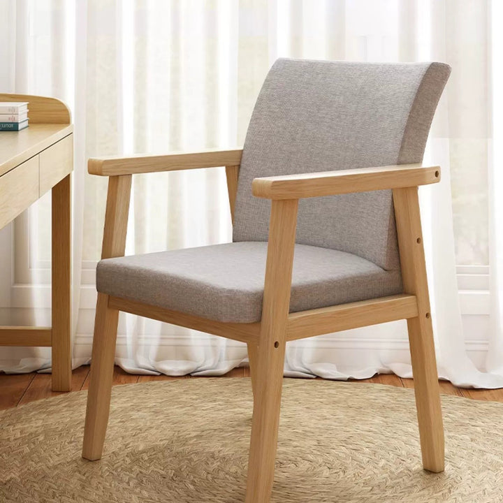 Chaise de bureau carrée contemporaine en bois de caoutchouc nordique avec tissu et éponge avec dossier et accoudoirs pour étude 
