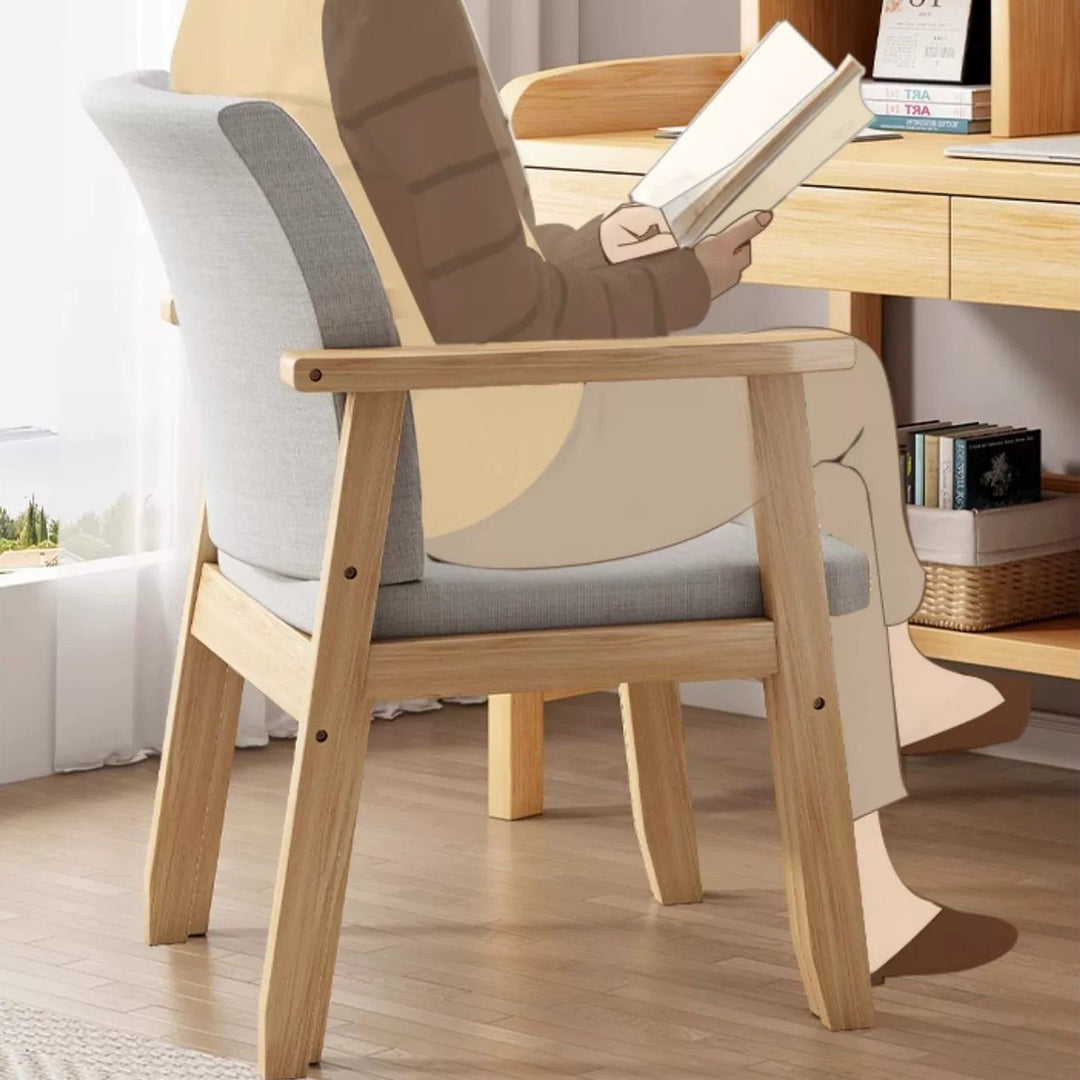 Chaise de bureau carrée contemporaine en bois de caoutchouc nordique avec tissu et éponge avec dossier et accoudoirs pour étude 