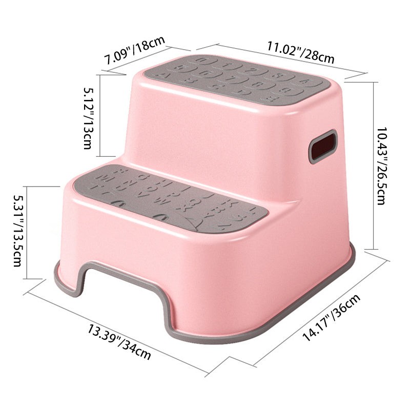 Taburete portátil rectangular de letras para niños creativos contemporáneos TPE PP de 2 niveles para baño 