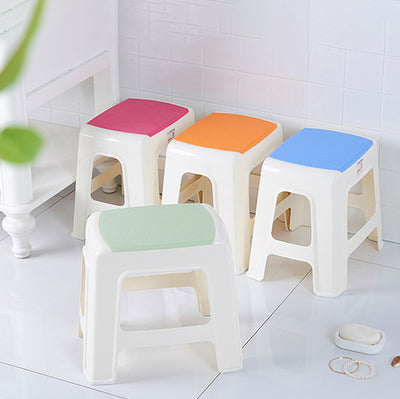 Taburete bajo rectangular minimalista moderno de plástico PE para sala de estar 