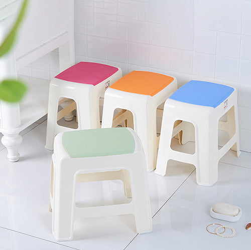 Taburete bajo rectangular minimalista moderno de plástico PE para sala de estar 