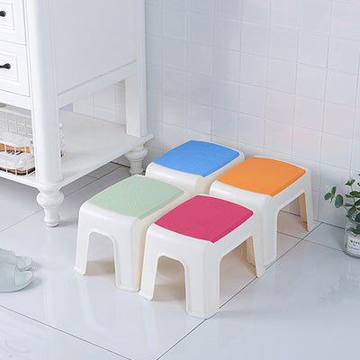 Taburete bajo rectangular minimalista moderno de plástico PE para sala de estar 