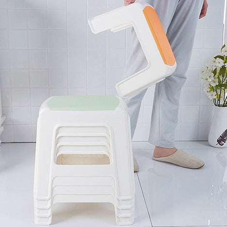 Taburete bajo rectangular minimalista moderno de plástico PE para sala de estar 