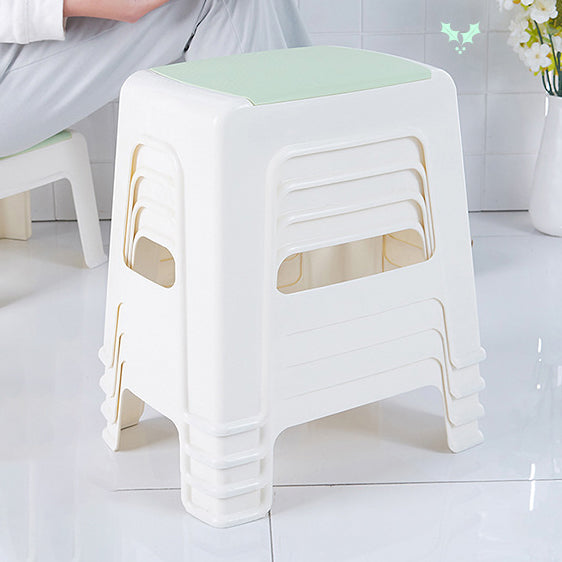 Taburete bajo rectangular minimalista moderno de plástico PE para sala de estar 