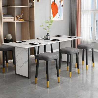 Respaldo de silla de comedor contemporánea de lujo cuadrada de cuero PU y acero al carbono para comedor 