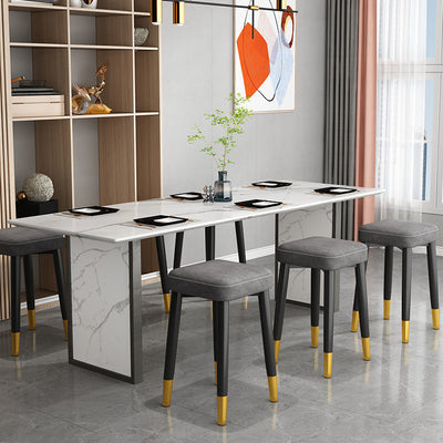 Respaldo de silla de comedor contemporánea de lujo cuadrada de cuero PU y acero al carbono para comedor 