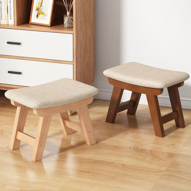 Modern Minimalist Rectangular Cotton And Linen Wood Shoe Bench Low Stool For Living Room