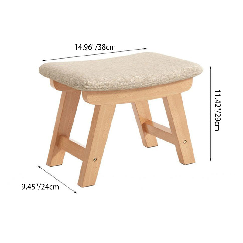 Modern Minimalist Rectangular Cotton And Linen Wood Shoe Bench Low Stool For Living Room