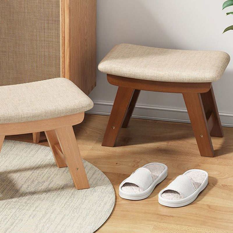Modern Minimalist Rectangular Cotton And Linen Wood Shoe Bench Low Stool For Living Room