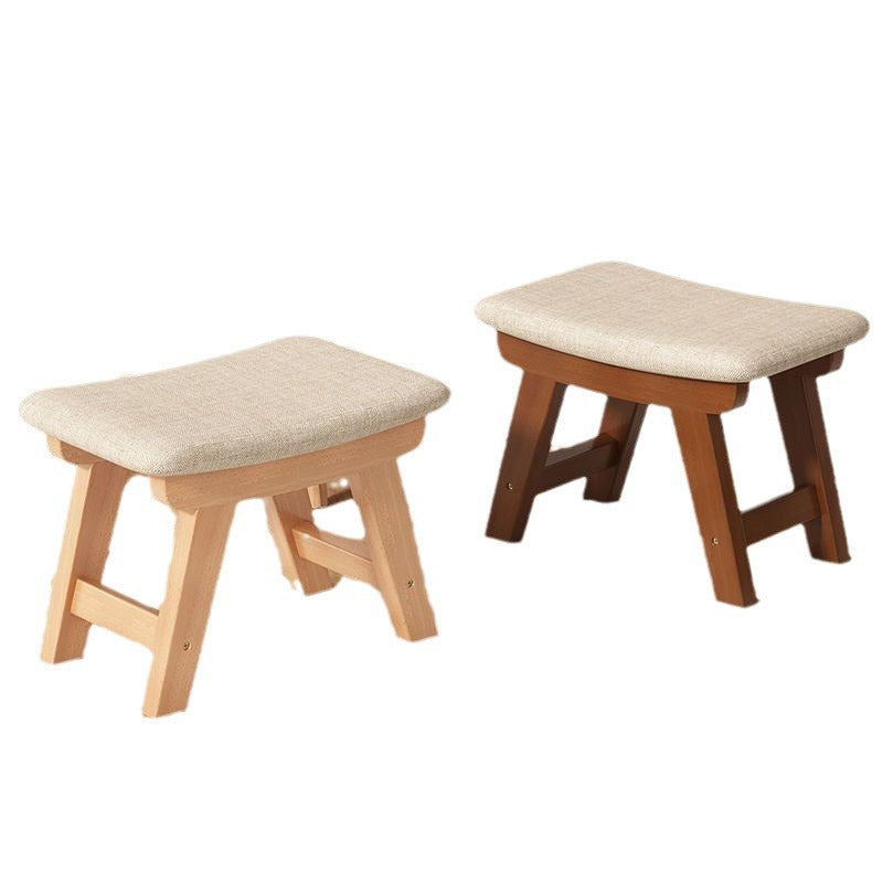 Modern Minimalist Rectangular Cotton And Linen Wood Shoe Bench Low Stool For Living Room