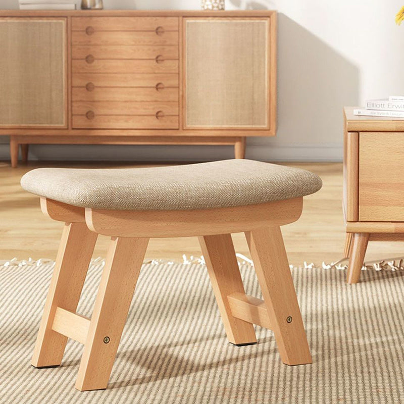 Modern Minimalist Rectangular Cotton And Linen Wood Shoe Bench Low Stool For Living Room