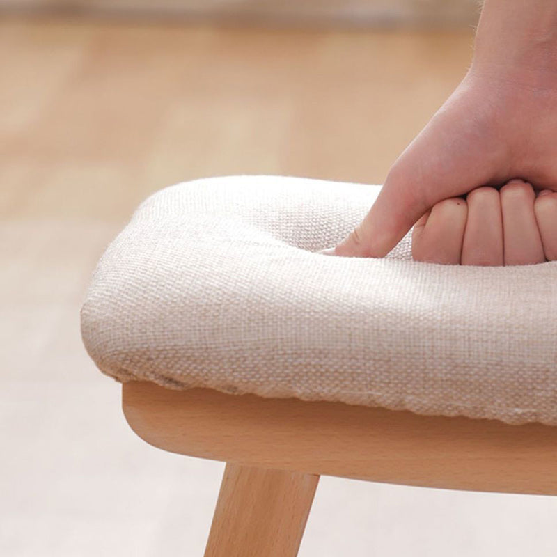 Modern Minimalist Rectangular Cotton And Linen Wood Shoe Bench Low Stool For Living Room