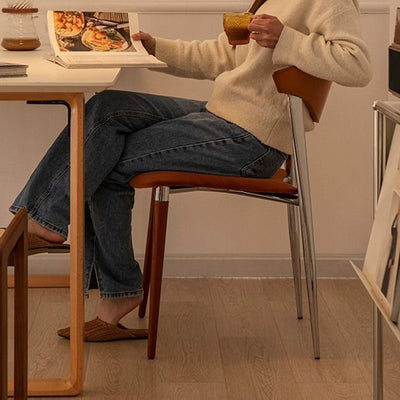 Contemporáneo Escandinavo Cuadrado Arco Curvado Silla de Comedor de Terciopelo Hierro Madera Respaldo Sin Brazos Para Comedor 