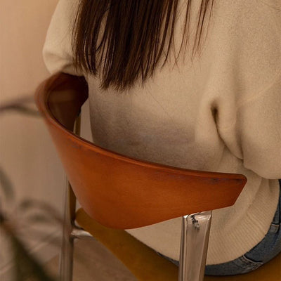 Contemporáneo Escandinavo Cuadrado Arco Curvado Silla de Comedor de Terciopelo Hierro Madera Respaldo Sin Brazos Para Comedor 