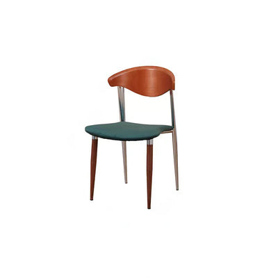 Contemporáneo Escandinavo Cuadrado Arco Curvado Silla de Comedor de Terciopelo Hierro Madera Respaldo Sin Brazos Para Comedor 