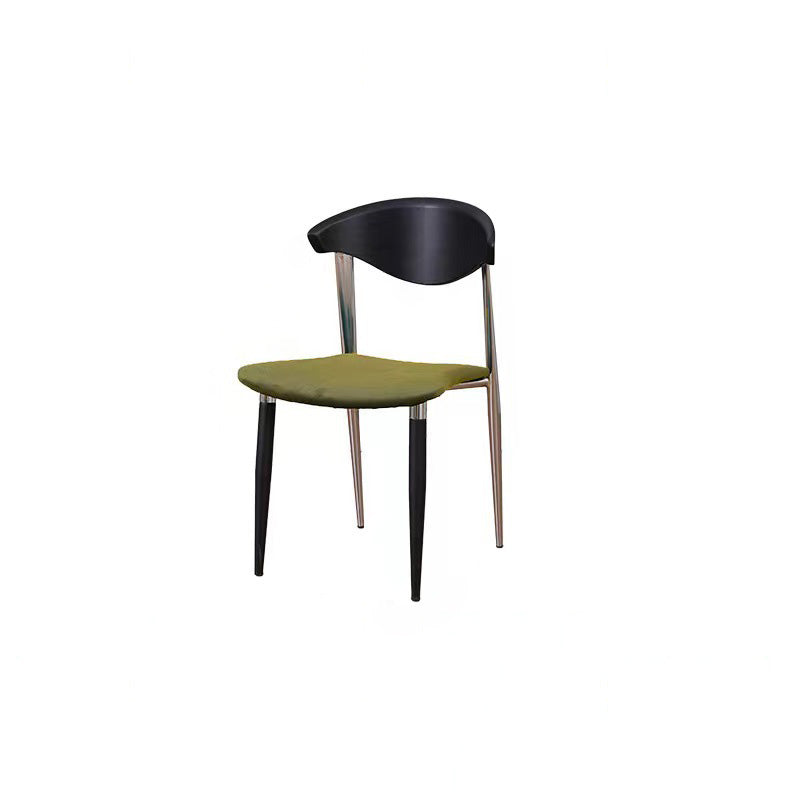 Contemporáneo Escandinavo Cuadrado Arco Curvado Silla de Comedor de Terciopelo Hierro Madera Respaldo Sin Brazos Para Comedor 