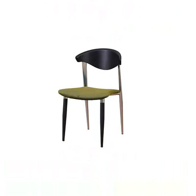 Contemporáneo Escandinavo Cuadrado Arco Curvado Silla de Comedor de Terciopelo Hierro Madera Respaldo Sin Brazos Para Comedor 