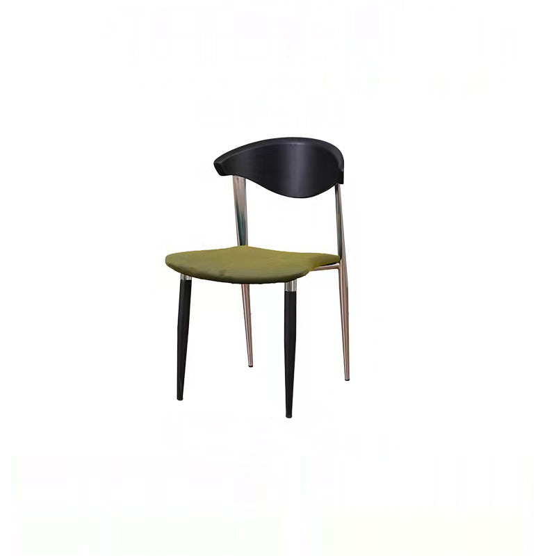 Contemporáneo Escandinavo Cuadrado Arco Curvado Silla de Comedor de Terciopelo Hierro Madera Respaldo Sin Brazos Para Comedor 