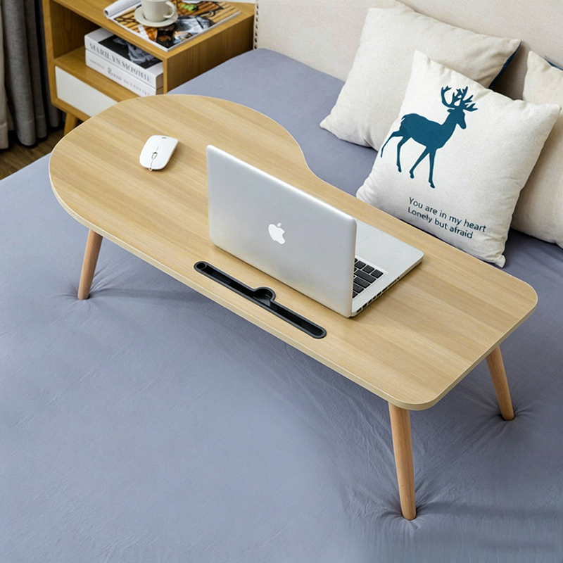 Contemporary Scandinavian Plywood Beech Wood Curved Folding Desk For Bedroom