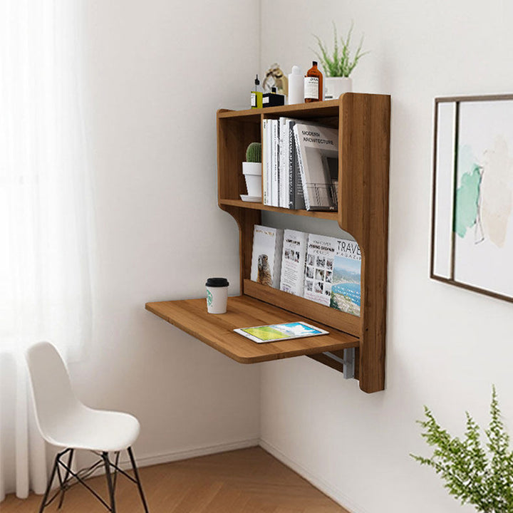 Contemporary Scandinavian Rectangular Particle Board Folding Desk Wall Mounted Desk With Storage For Living Room