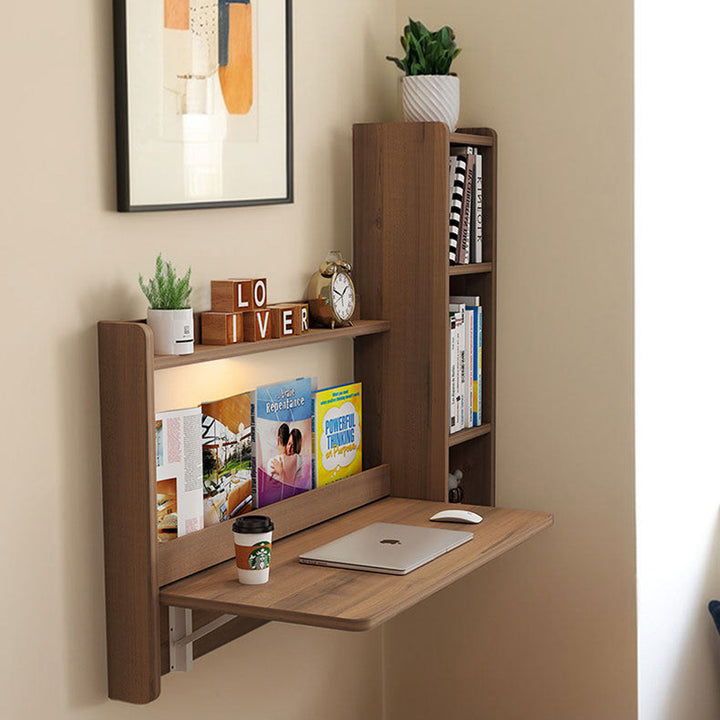 Contemporary Scandinavian Rectangular Particle Board Folding Desk Wall Mounted Desk With Storage For Living Room