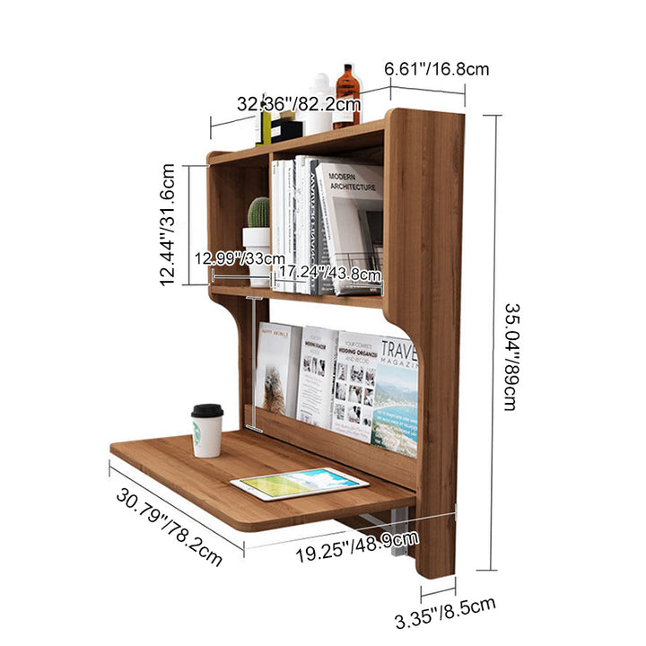 Contemporary Scandinavian Rectangular Particle Board Folding Desk Wall Mounted Desk With Storage For Living Room