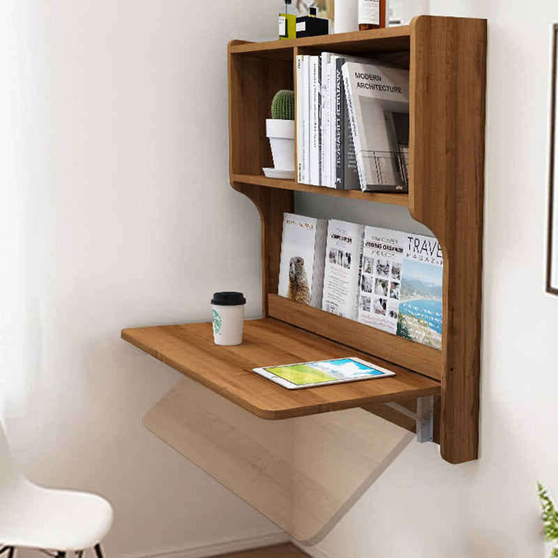 Contemporary Scandinavian Rectangular Particle Board Folding Desk Wall Mounted Desk With Storage For Living Room