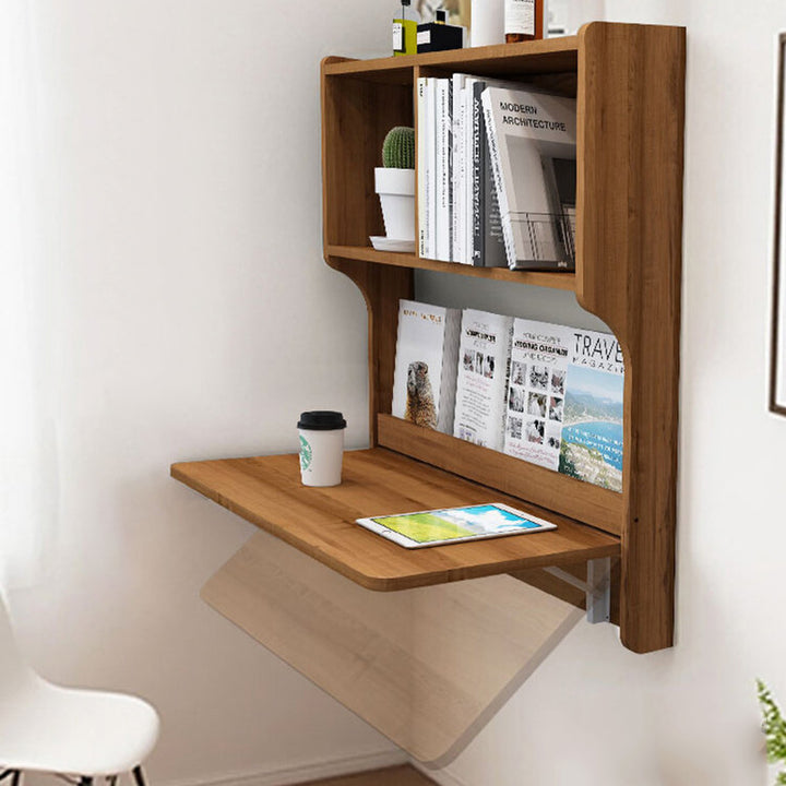 Contemporary Scandinavian Rectangular Particle Board Folding Desk Wall Mounted Desk With Storage For Living Room