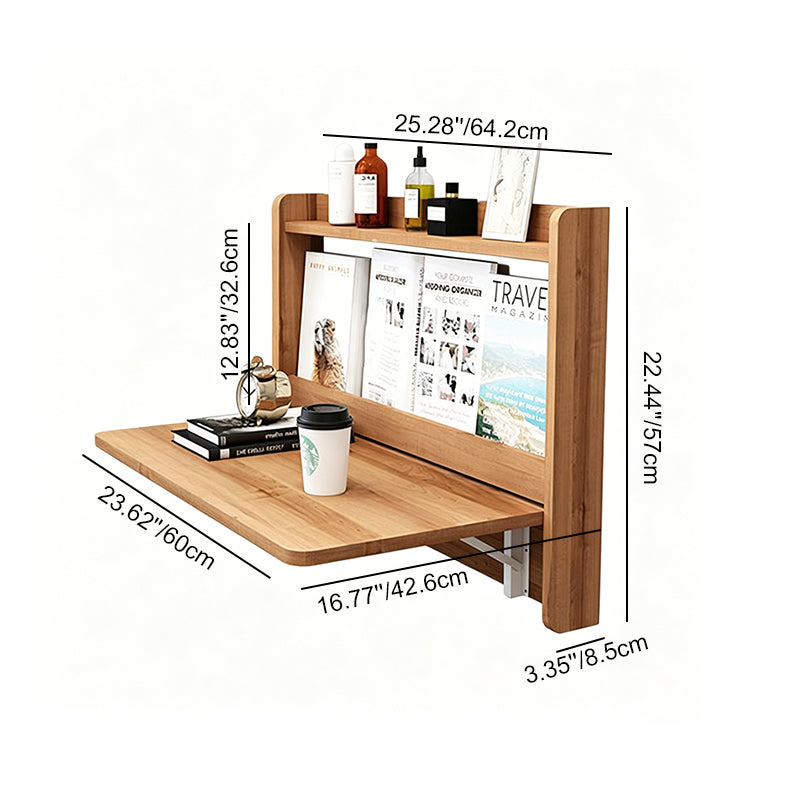 Contemporary Scandinavian Rectangular Particle Board Folding Desk Wall Mounted Desk With Storage For Living Room