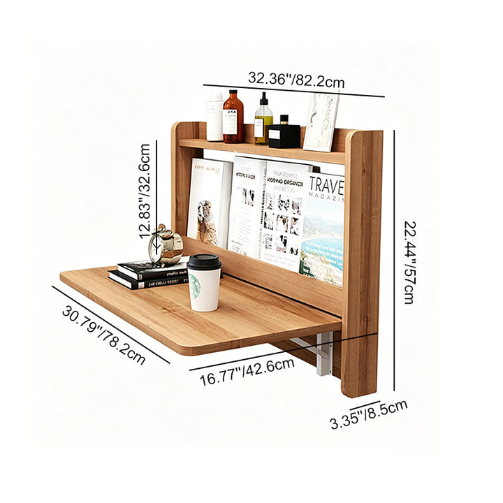 Contemporary Scandinavian Rectangular Particle Board Folding Desk Wall Mounted Desk With Storage For Living Room