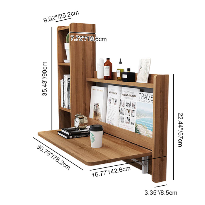 Contemporary Scandinavian Rectangular Particle Board Folding Desk Wall Mounted Desk With Storage For Living Room