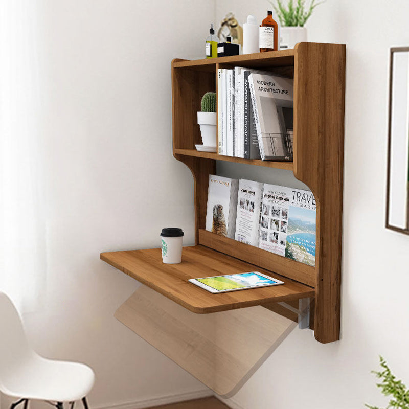 Contemporary Scandinavian Rectangular Particle Board Folding Desk Wall Mounted Desk With Storage For Living Room