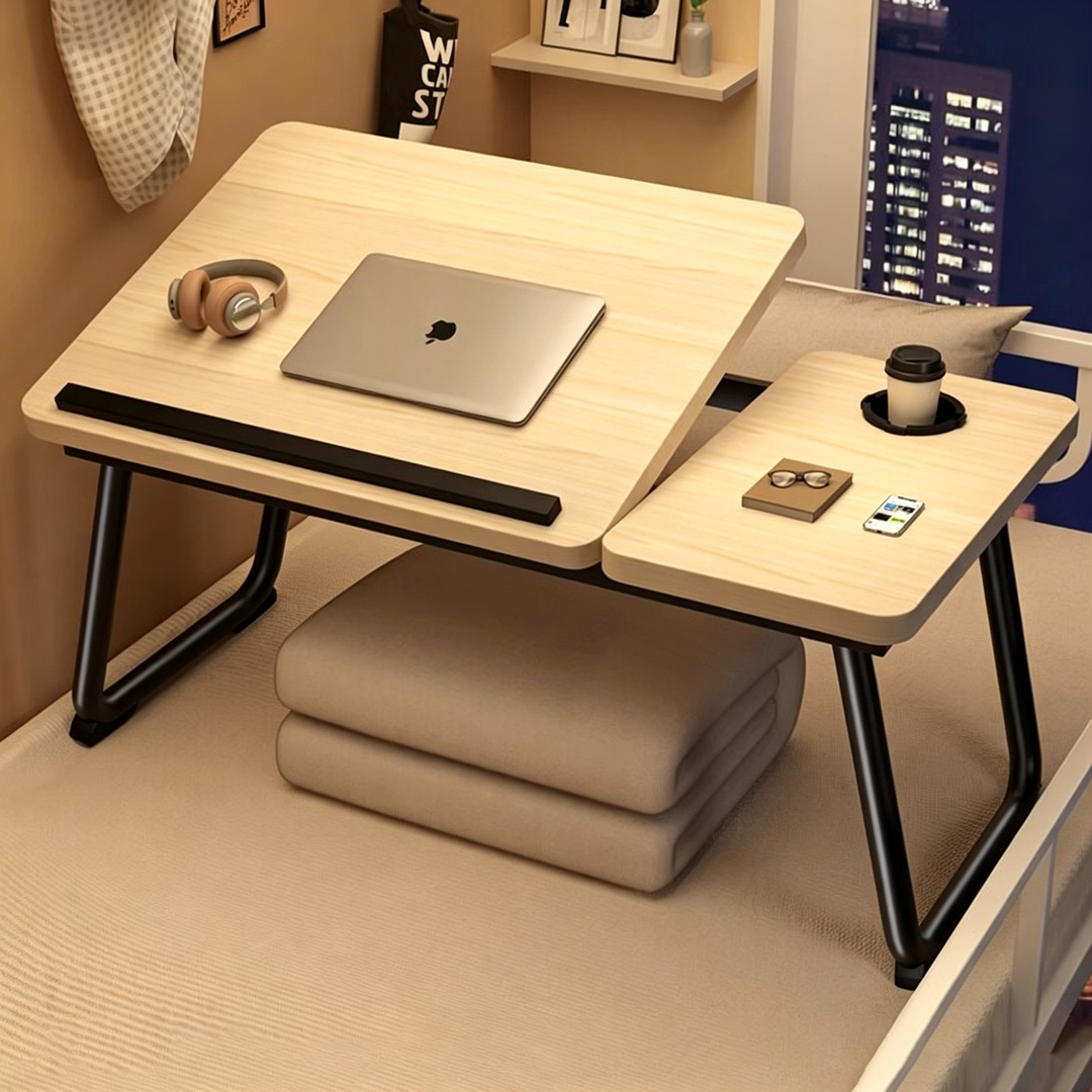 Contemporary Scandinavian Rectangular MDF Iron Folding Laptop Desk Desktop Adjustable For Bedroom