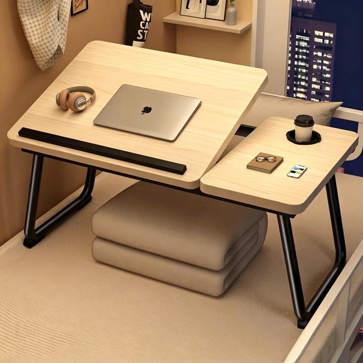 Contemporary Scandinavian Rectangular MDF Iron Folding Laptop Desk Desktop Adjustable For Bedroom