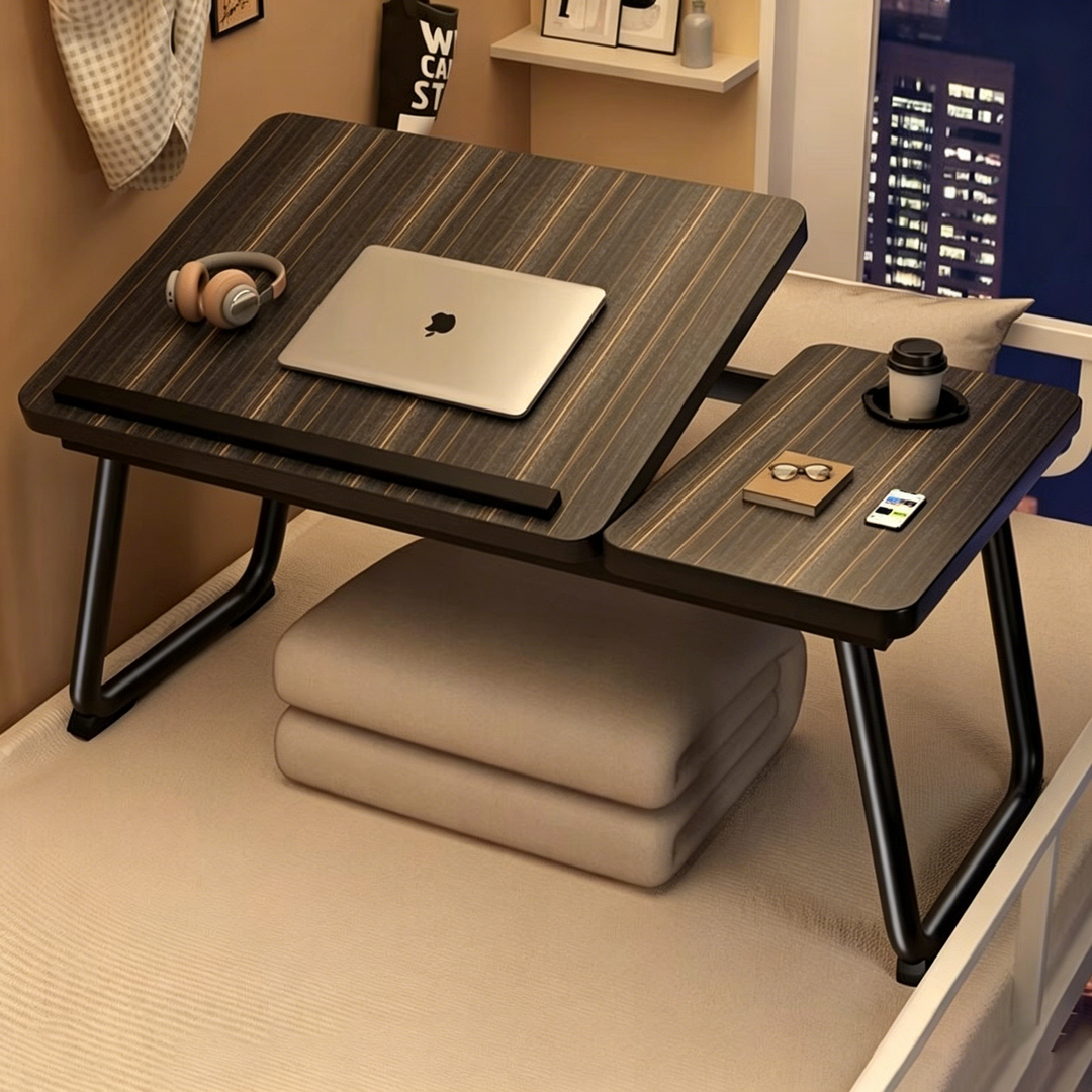 Contemporary Scandinavian Rectangular MDF Iron Folding Laptop Desk Desktop Adjustable For Bedroom