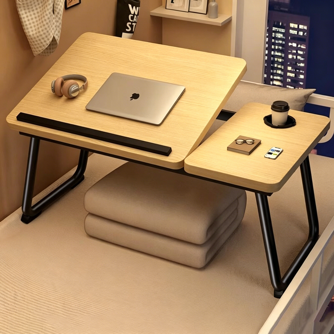 Contemporary Scandinavian Rectangular MDF Iron Folding Laptop Desk Desktop Adjustable For Bedroom