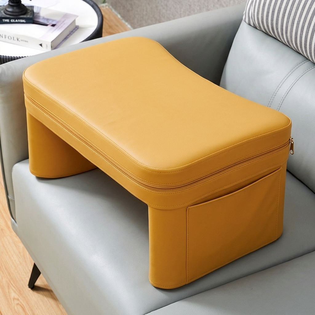 Modern Minimalist Rectangle Curved PU Leather EVA Foam Lap Desk For Bedroom