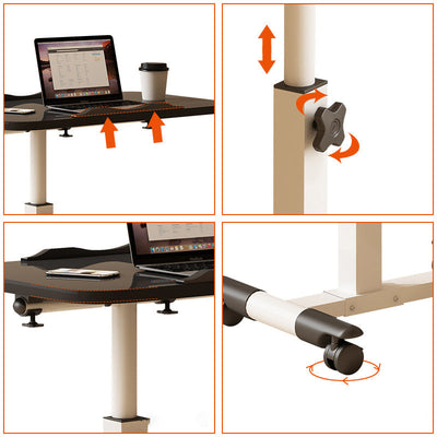 Moderner minimalistischer Rechteck-Dichteplatte Edelstahl Schreibtisch höhenverstellbar 4-Bein für Home Office 