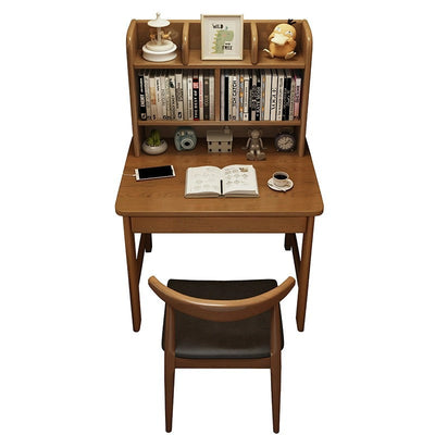 Bureau rectangulaire en bois massif et hévéa avec 1 tiroir pour bureau à domicile - Simplicité Moderne 