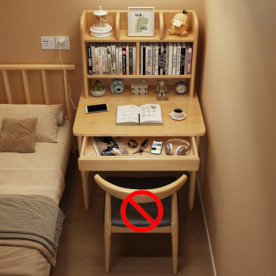 Bureau rectangulaire en bois massif et hévéa avec 1 tiroir pour bureau à domicile - Simplicité Moderne 