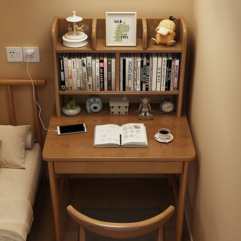 Bureau rectangulaire en bois massif et hévéa avec 1 tiroir pour bureau à domicile - Simplicité Moderne 