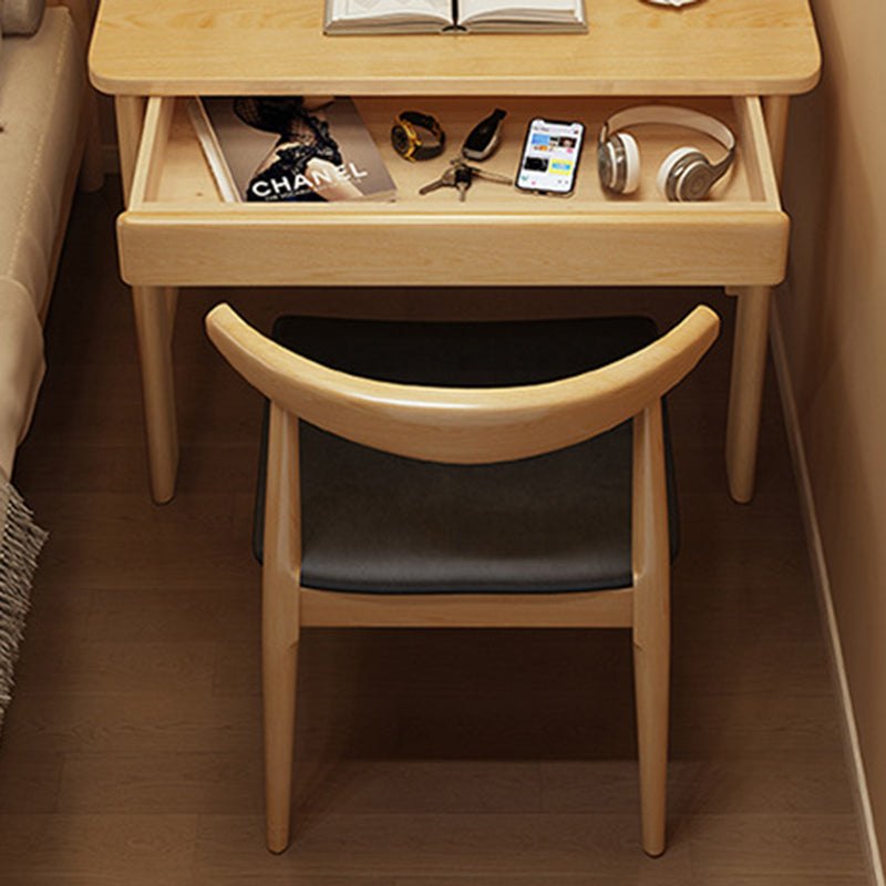 Bureau rectangulaire en bois massif et hévéa avec 1 tiroir pour bureau à domicile - Simplicité Moderne 